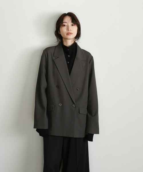 select MOCA Et(セレクトモカエト)の「【Et】Double Button Tailored Jacket(テーラードジャケット・レディース・チャコールグレー/ブラウン・FREE)」の5枚目の写真