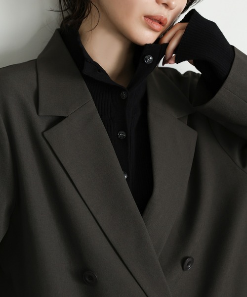 select MOCA Et(セレクトモカエト)の「【Et】Double Button Tailored Jacket(テーラードジャケット・レディース・チャコールグレー/ブラウン・FREE)」の12枚目の写真