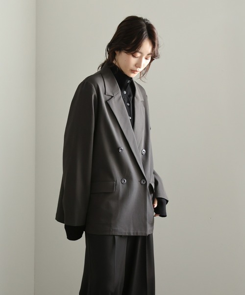 select MOCA Et(セレクトモカエト)の「【Et】Double Button Tailored Jacket(テーラードジャケット・レディース・チャコールグレー/ブラウン・FREE)」の14枚目の写真