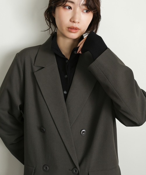 select MOCA Et(セレクトモカエト)の「【Et】Double Button Tailored Jacket(テーラードジャケット・レディース・チャコールグレー/ブラウン・FREE)」の7枚目の写真