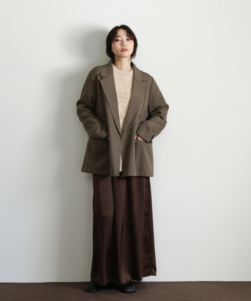 select MOCA Et(セレクトモカエト)の「【Et】Double Button Tailored Jacket(テーラードジャケット・レディース・チャコールグレー/ブラウン・FREE)」の4枚目の写真