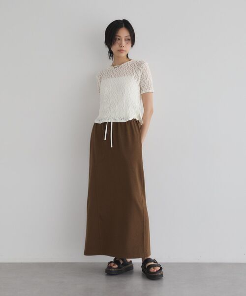 GARAGE OF GOOD CLOTHING(ガレージオブグッドクロージング)の「【日本製】クロッチデザインロングスカート(スカート・レディース・ブラウン/チャコールグレー/杢グレー・FREE)」の13枚目の写真