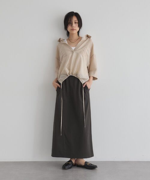 GARAGE OF GOOD CLOTHING(ガレージオブグッドクロージング)の「【日本製】クロッチデザインロングスカート(スカート・レディース・ブラウン/チャコールグレー/杢グレー・FREE)」の17枚目の写真