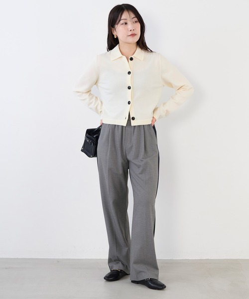 MICA&DEAL(マイカ&ディール)の「ショートポロニットカーディガン(ニット/セーター・レディース・チャコールグレー/オフホワイト/キャメル・FREE)」の4枚目の写真