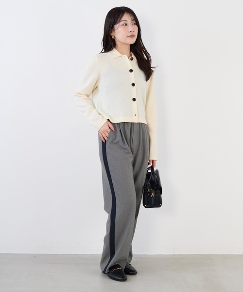 MICA&DEAL(マイカ&ディール)の「ショートポロニットカーディガン(ニット/セーター・レディース・チャコールグレー/オフホワイト/キャメル・FREE)」の5枚目の写真