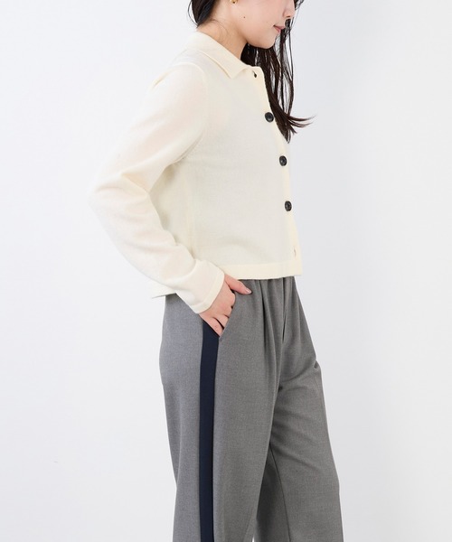 MICA&DEAL(マイカ&ディール)の「ショートポロニットカーディガン(ニット/セーター・レディース・チャコールグレー/オフホワイト/キャメル・FREE)」の8枚目の写真