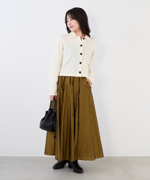 MICA&DEAL(マイカ&ディール)の「ショートポロニットカーディガン(ニット/セーター・レディース・チャコールグレー/オフホワイト/キャメル・FREE)」の10枚目の写真