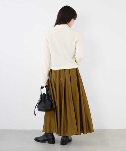 MICA&DEAL(マイカ&ディール)の「ショートポロニットカーディガン(ニット/セーター・レディース・チャコールグレー/オフホワイト/キャメル・FREE)」の12枚目の写真