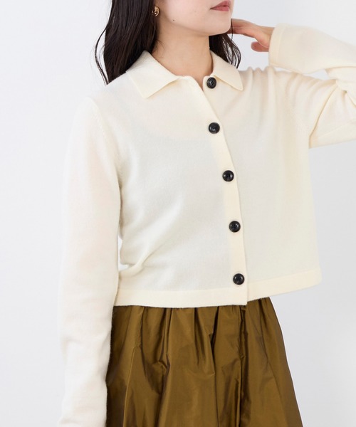 MICA&DEAL(マイカ&ディール)の「ショートポロニットカーディガン(ニット/セーター・レディース・チャコールグレー/オフホワイト/キャメル・FREE)」の13枚目の写真