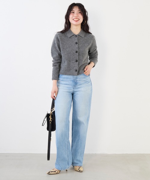 MICA&DEAL(マイカ&ディール)の「ショートポロニットカーディガン(ニット/セーター・レディース・チャコールグレー/オフホワイト/キャメル・FREE)」の14枚目の写真