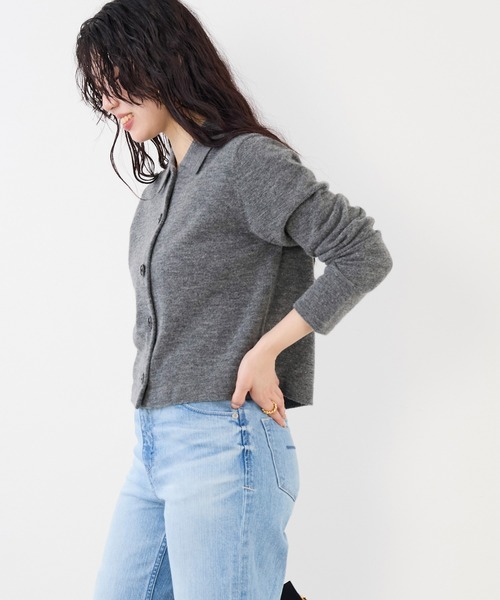 MICA&DEAL(マイカ&ディール)の「ショートポロニットカーディガン(ニット/セーター・レディース・チャコールグレー/オフホワイト/キャメル・FREE)」の15枚目の写真