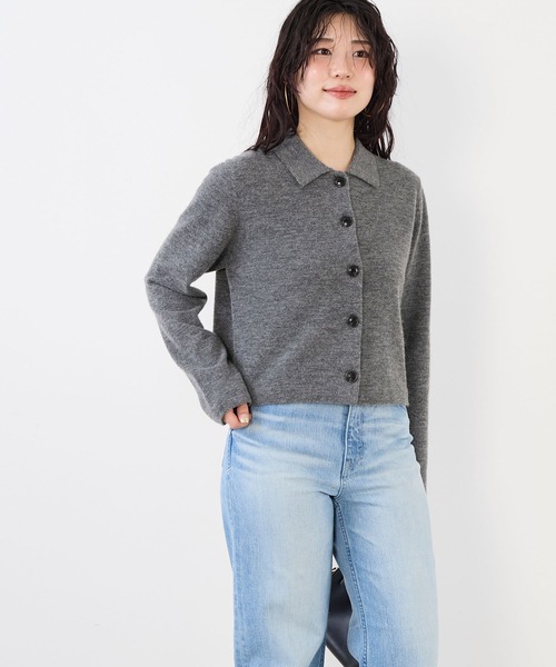 MICA&DEAL(マイカ&ディール)の「ショートポロニットカーディガン(ニット/セーター・レディース・チャコールグレー/オフホワイト/キャメル・FREE)」の17枚目の写真