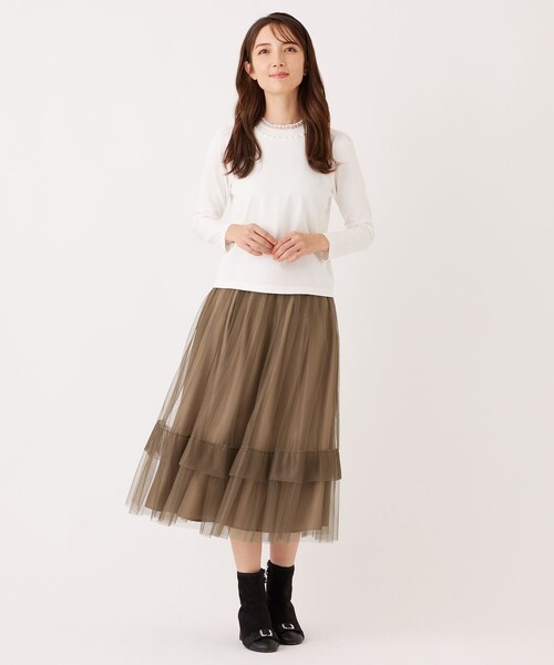 TO BE CHIC(トゥー ビー シック)の「シアーレイヤー プルオーバーニット(ニット/セーター・レディース・ライトブルー/ブラック/オフホワイト/オレンジ・40/42)」の5枚目の写真