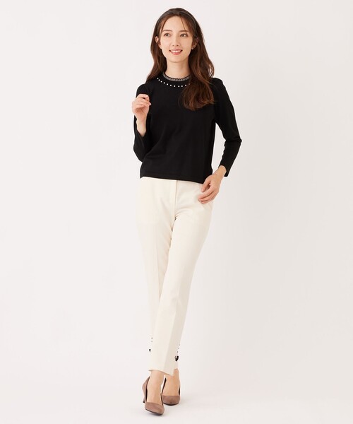 TO BE CHIC(トゥー ビー シック)の「シアーレイヤー プルオーバーニット(ニット/セーター・レディース・ライトブルー/ブラック/オフホワイト/オレンジ・40/42)」の6枚目の写真