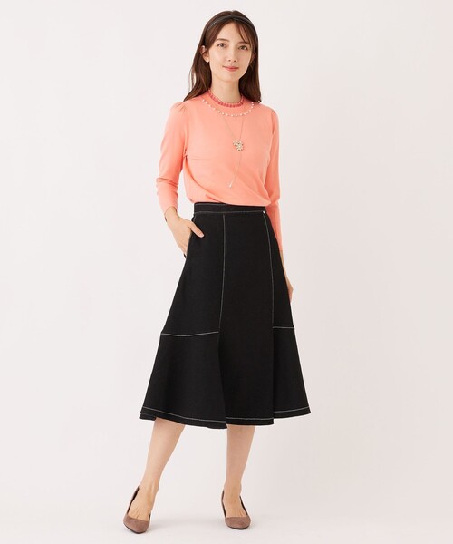 TO BE CHIC(トゥー ビー シック)の「シアーレイヤー プルオーバーニット(ニット/セーター・レディース・ライトブルー/ブラック/オフホワイト/オレンジ・40/42)」の12枚目の写真