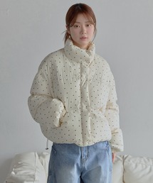 ハイネックペディンラブリーフラワーパターンシュートペディン中綿アウター