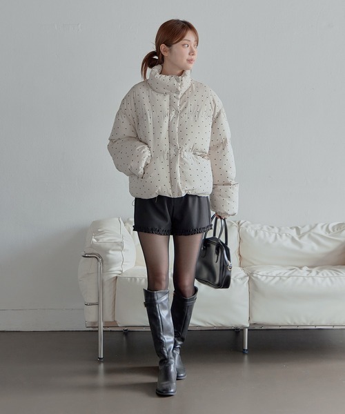 セール】ハイネックペディンラブリーフラワーパターンシュートペディン