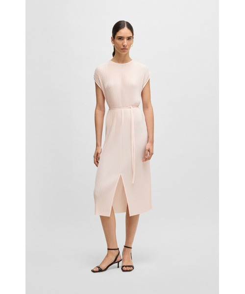 セール】ベルト付きノースリーブドレス ハイシャイン プリッセプリーツ