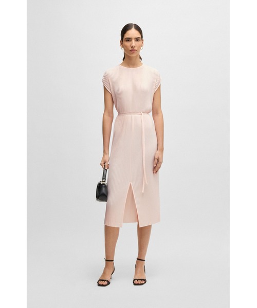 セール】ベルト付きノースリーブドレス ハイシャイン プリッセプリーツ