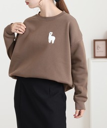 ワンポイントサガラ刺繍クルーネックプルオーバー 長袖