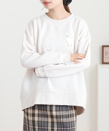 ワンポイントサガラ刺繍クルーネックプルオーバー 長袖