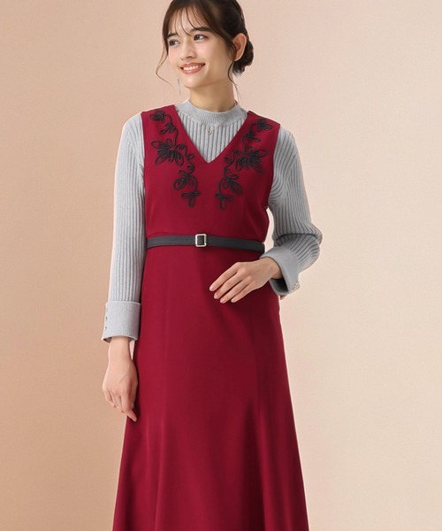 セール】2025秋冬新作 コード刺繍ジャンスカ（ジャンパースカート