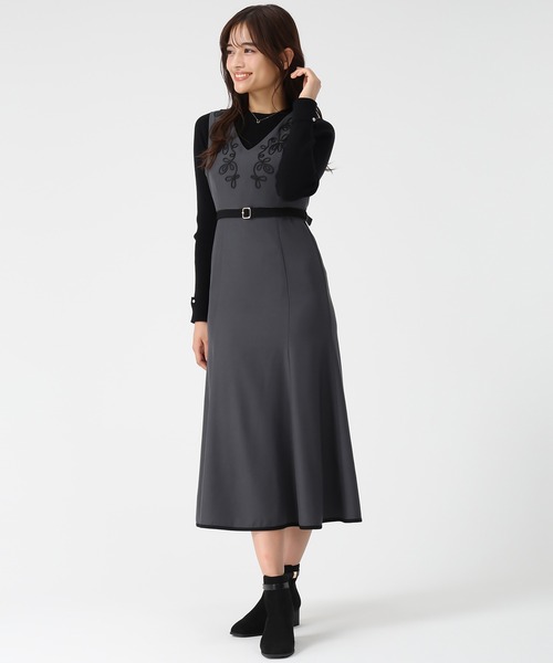 MISCH MASCH（ミッシュマッシュ）の「2025秋冬新作 コード刺繍ジャンスカ（ジャンパースカート・レディース・モカ/ワイン/グレー・M/S）」の5枚目の写真