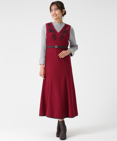 MISCH MASCH（ミッシュマッシュ）の「2025秋冬新作 コード刺繍ジャンスカ（ジャンパースカート・レディース・モカ/ワイン/グレー・M/S）」の7枚目の写真