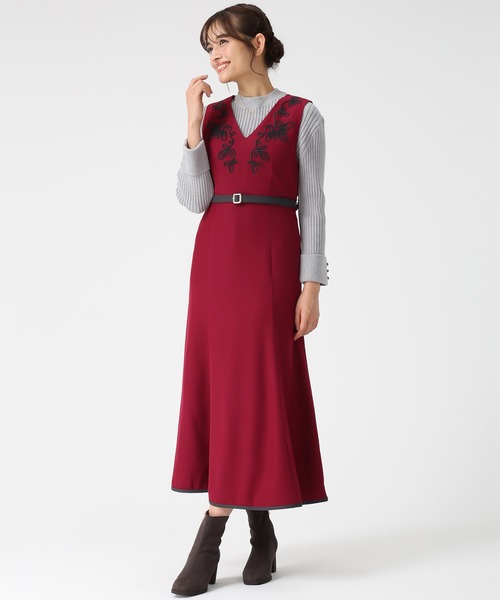 MISCH MASCH（ミッシュマッシュ）の「2025秋冬新作 コード刺繍ジャンスカ（ジャンパースカート・レディース・モカ/ワイン/グレー・M/S）」の8枚目の写真