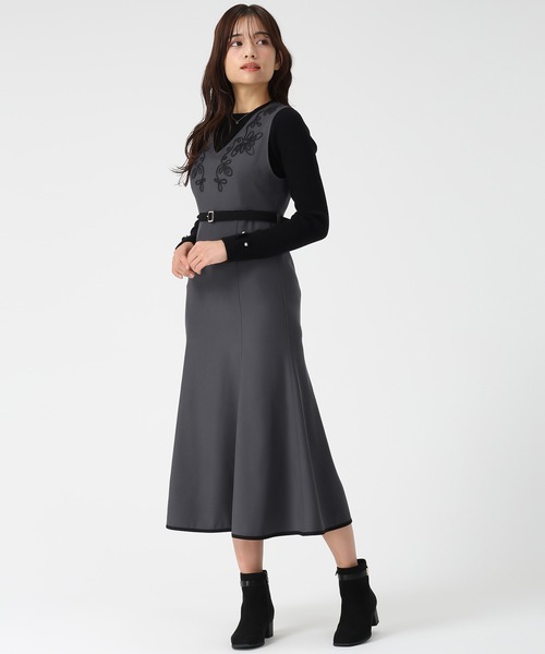 MISCH MASCH（ミッシュマッシュ）の「2025秋冬新作 コード刺繍ジャンスカ（ジャンパースカート・レディース・モカ/ワイン/グレー・M/S）」の6枚目の写真