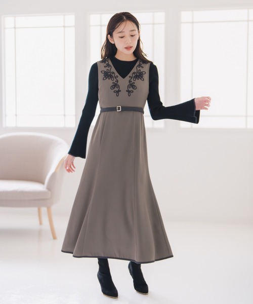 MISCH MASCH（ミッシュマッシュ）の「2025秋冬新作 コード刺繍ジャンスカ（ジャンパースカート・レディース・モカ/ワイン/グレー・M/S）」の18枚目の写真