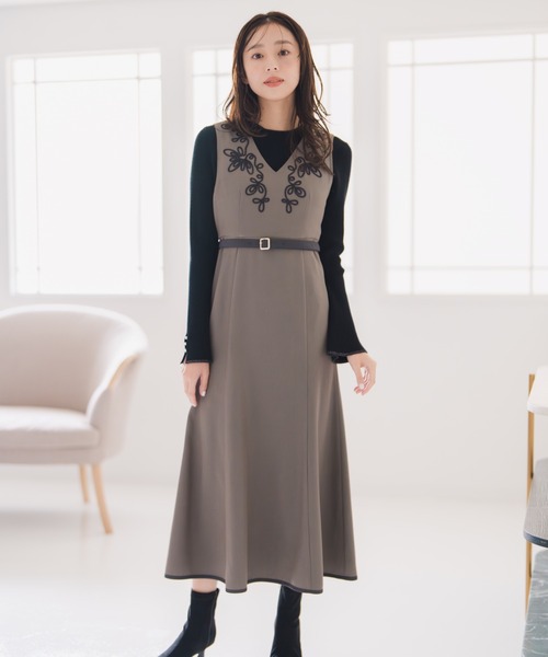 MISCH MASCH（ミッシュマッシュ）の「2025秋冬新作 コード刺繍ジャンスカ（ジャンパースカート・レディース・モカ/ワイン/グレー・M/S）」の19枚目の写真