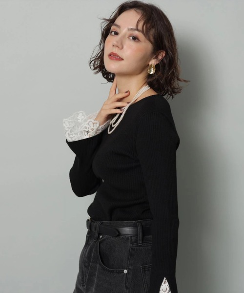 袖口レースプルオーバー（ニット/セーター）｜Arpege story