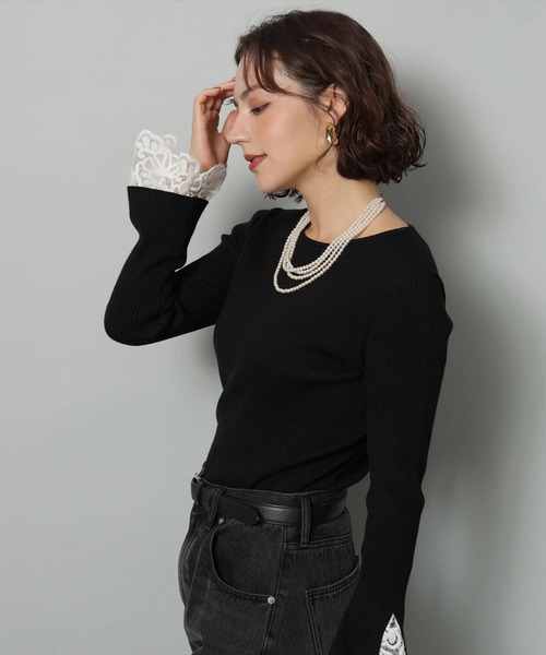 袖口レースプルオーバー（ニット/セーター）｜Arpege story