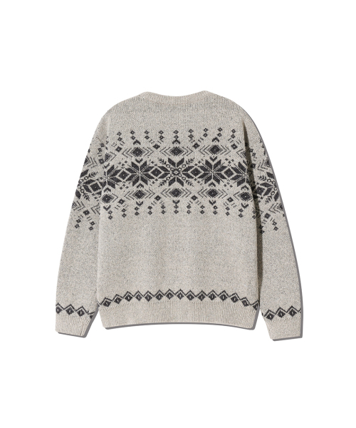 NODU（ノードユー）の「ノルディック雪花ボカシジャカードラウンドニット[ベージュ]（ニット/セーター・メンズ・その他・MEDIUM/LARGE）」の4枚目の写真