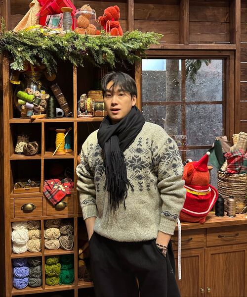 NODU（ノードユー）の「ノルディック雪花ボカシジャカードラウンドニット[ベージュ]（ニット/セーター・メンズ・その他・MEDIUM/LARGE）」の6枚目の写真