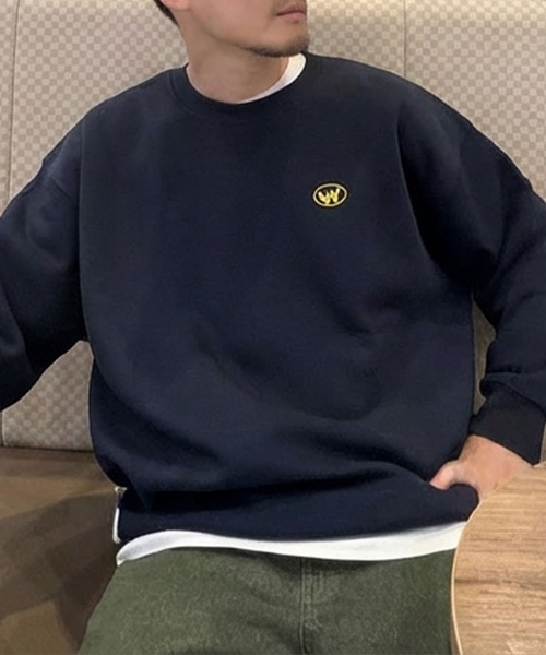 ZIP FIVE（ジップファイブ）の「ドローコード内蔵 裏起毛左胸ワンポイント刺繍 クルースウェット（スウェット・メンズ・ブラック/ネイビー系/グレー/バーガンディー・MEDIUM/LARGE/X-LARGE）」の19枚目の写真