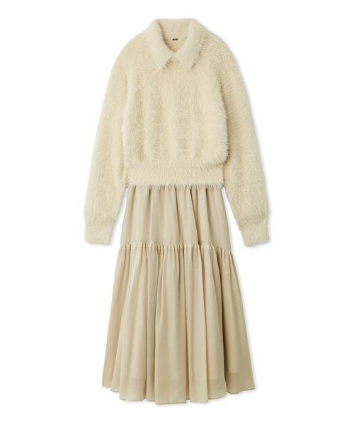 セットアイテム】衿付きニットティアードスカートコーデSET