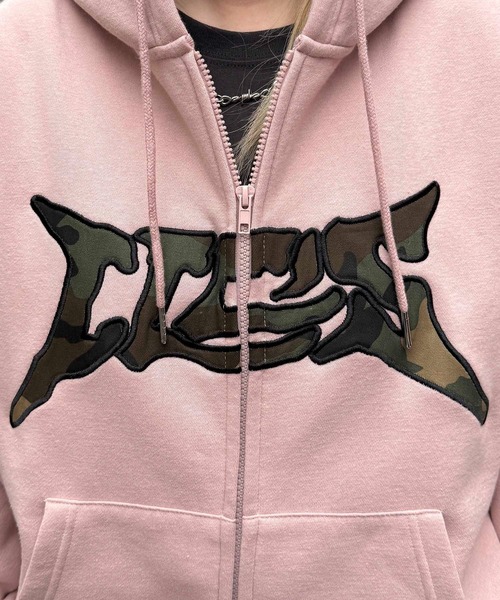 ILL'S(イルズ)の「タギング総柄 フルジップフーディ メンズ レディース ユニセックス(パーカー・メンズ・ブラウン/ピンク/ブラック/グレー・M/L)」の11枚目の写真