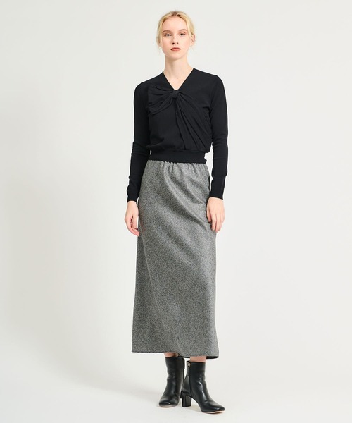 ESTNATION（エストネーション）の「ESTNATION / リボンモチーフニット（ニット/セーター・レディース・オフホワイト/ブラック・FREE）」の6枚目の写真