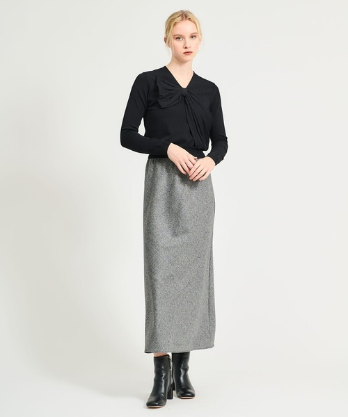 ESTNATION（エストネーション）の「ESTNATION / リボンモチーフニット（ニット/セーター・レディース・オフホワイト/ブラック・FREE）」の7枚目の写真