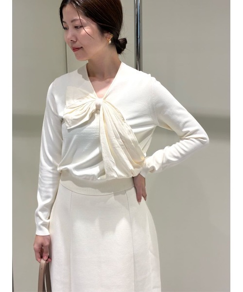 ESTNATION（エストネーション）の「ESTNATION / リボンモチーフニット（ニット/セーター・レディース・オフホワイト/ブラック・FREE）」の17枚目の写真