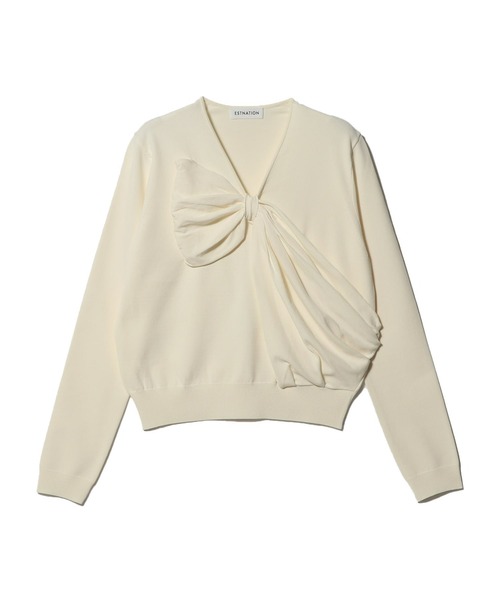 ESTNATION（エストネーション）の「ESTNATION / リボンモチーフニット（ニット/セーター・レディース・オフホワイト/ブラック・FREE）」の15枚目の写真