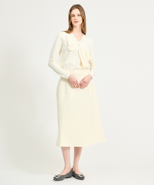 ESTNATION（エストネーション）の「ESTNATION / リボンモチーフニット（ニット/セーター・レディース・オフホワイト/ブラック・FREE）」の14枚目の写真