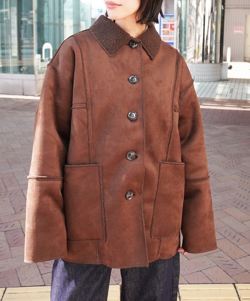 セール】フェイクムートンカバーオール（ムートンコート）｜gossara