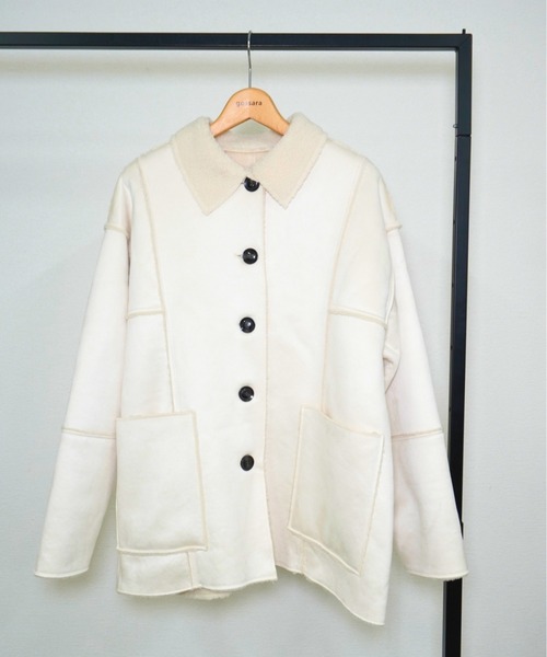 gossara(ゴサラ)の「【冬コーデを格上げする一着】フェイクムートンカバーオール(ムートンコート・レディース・アイボリー/ブラウン・FREE)」の16枚目の写真