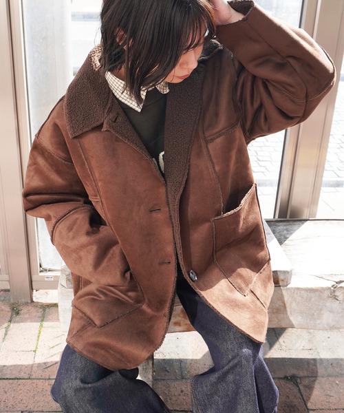 セール】フェイクムートンカバーオール（ムートンコート）｜gossara