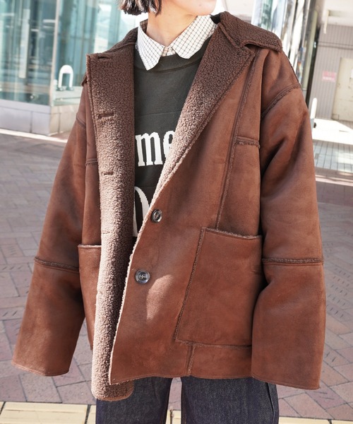 セール】フェイクムートンカバーオール（ムートンコート）｜gossara