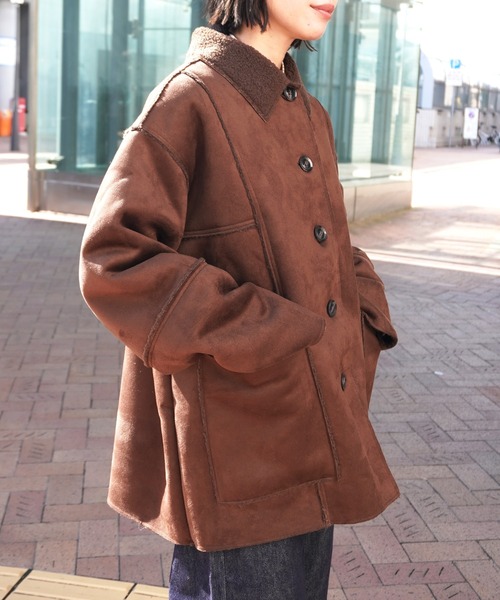 セール】フェイクムートンカバーオール（ムートンコート）｜gossara