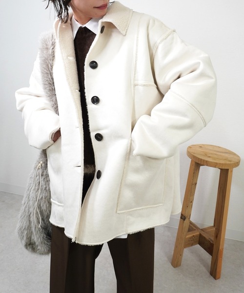 セール】フェイクムートンカバーオール（ムートンコート）｜gossara